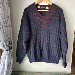 Vintage Austin Reed Shetland wool grandpa sweater men’s size large v neck chunky